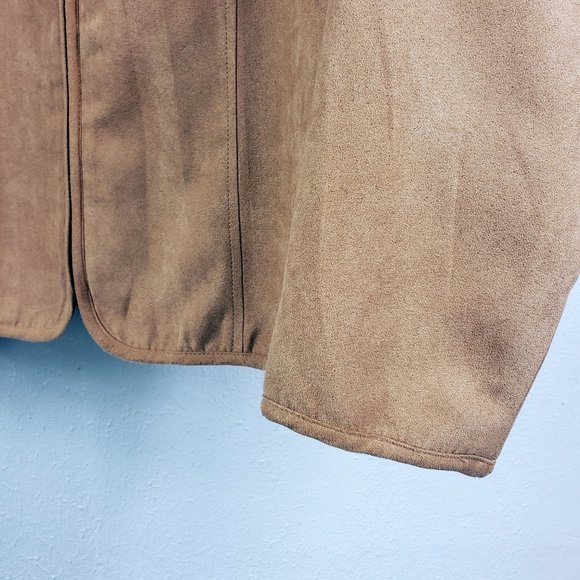 Studio Works Women's Tan Faux Leather Lined Full Zip Light Weight Coat Jacket - Picture 6 of 13